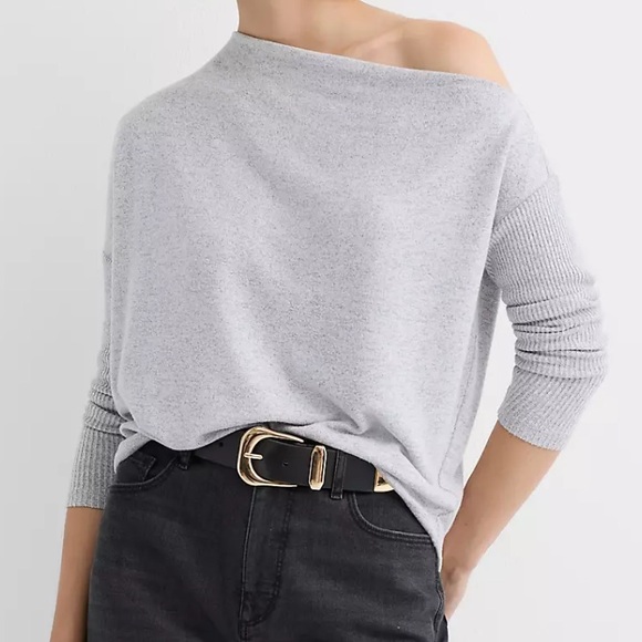 LOFT Tops - LOFT slouchy off-shoulder soft top, grey, size XL NWT!